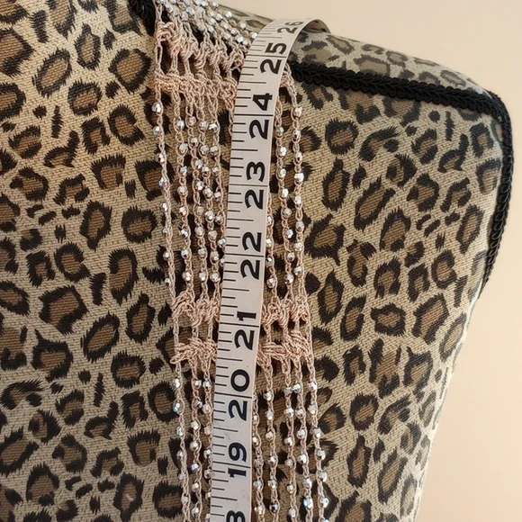 Crocheted Infinity Scarf necklace with silver beading - Picture 3 of 4